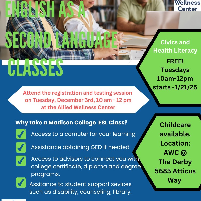 ESL Classes through Madison College